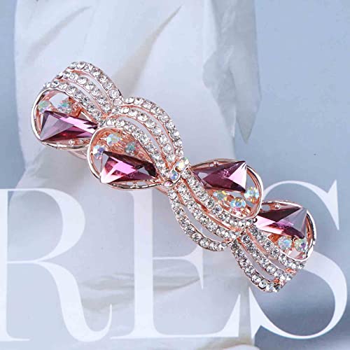 Qisogy Rhinestone Hair Clip Barrette Crystal Gemstone Barrette Gold Hairclip Shine Bridal Decorativo Cabeça Acessórios para Mulheres e Meninas
