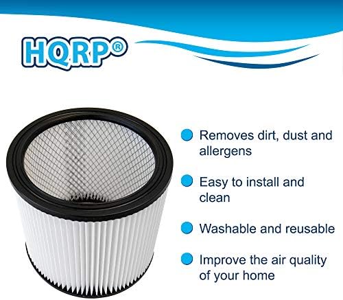 Filtro de cartucho HQRP Compatível com Shop-VAC 903-04-00 903-04 90304 Substituição para coleta úmida/seco