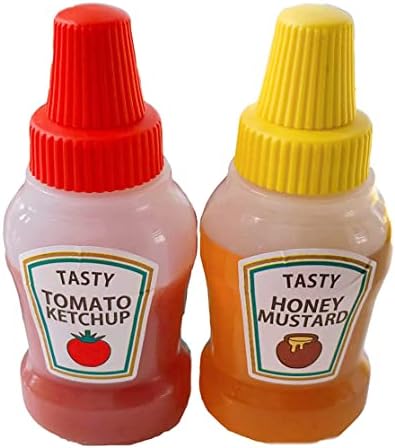 Garrafas de ketchup de ckuakiwu, 2pcs 25ml de reabastecimento de ketchup de ketchup de garrafas, mini garrafas de condimentos esguicados portáteis para crianças trabalhadoras de escritório escolar