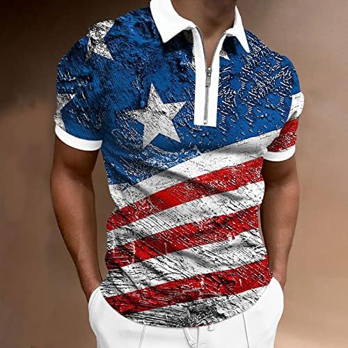 4 de julho Camisas para homens, camisas pólo para homens Retro USA Flag Print Golf Camisa 4 de julho Patriot Shirts