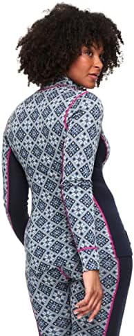 Kari Traa Rose meio zíper de camisa de base feminina - Merino Wool equipado com manga comprida Térmica Camisa térmica