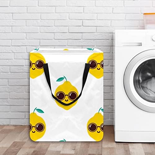 Cesto de lavanderia dobrável com estampa de frutas fofas, 60l de lavanderia à prova d'água de lavagem de roupas de roupas de roupas