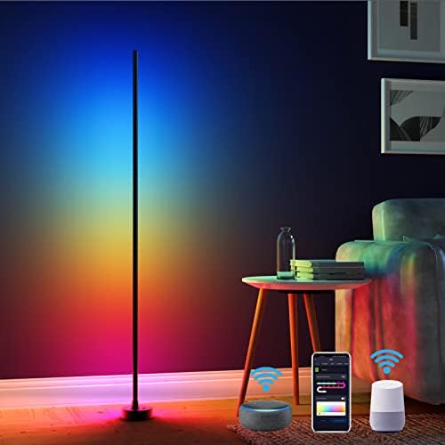Lâmpada de piso de canto rgbic de bricuba, lâmpada de LED inteligente trabalha com Alexa e Googlehome, controle de aplicativos