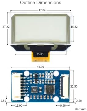Módulo de exibição OLED transparente de 1.51 polegadas 128 × 64 Resolução Blue Blue Color Exibir OLED para Raspberry