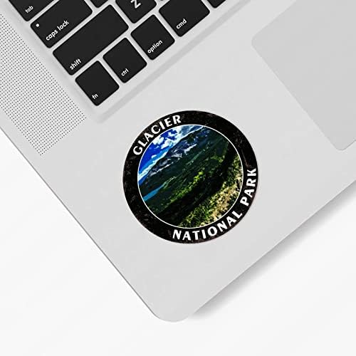 Guangpat Glacier National Park Stickers World Marco redondo adesivos de viagem Rótulo Pacote de 1,5 polegada acampamento