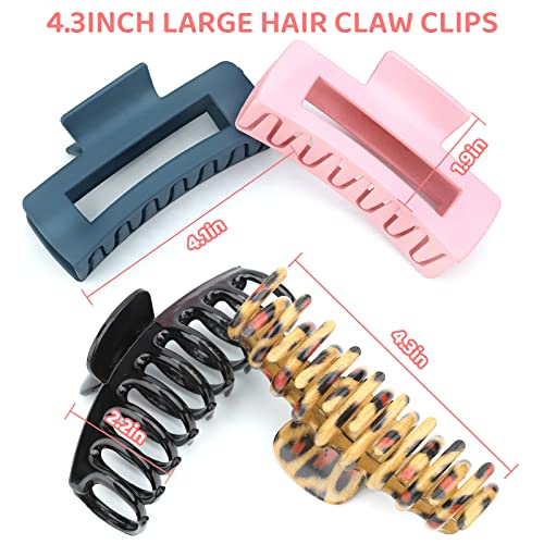8 cores fortes segur clipes de garra, 2 estilos de estilos não escrevidos de cabelos de jaia grande de maxilha para mulheres