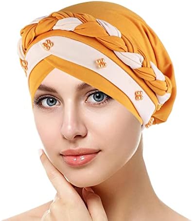 Turbante boêmia para mulheres elásticas de cabeça muçulmana envolve o câncer de cabeça elegante quimiote cap macio confortável gorro