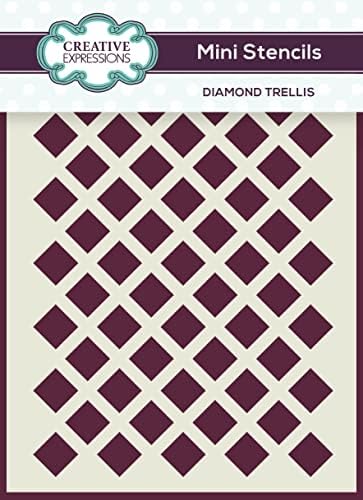 Expressões criativas mini estêncil 4 x3 -diamond trellis