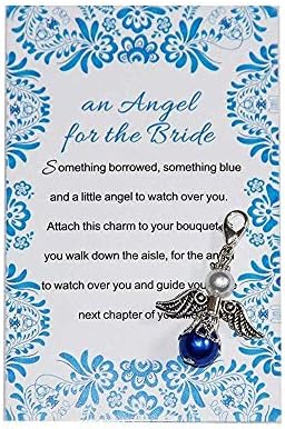 um anjo para o charme do casamento no noivo Charm de bouquet algo azul