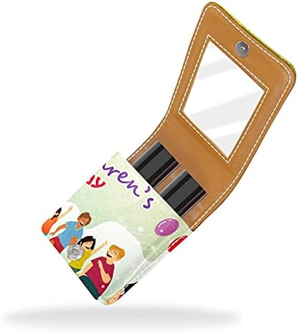 Caixa de batom com espelho Happy Children's Day Lip Gloss Selder portátil Batom de batom de armazenamento Bolsa de maquiagem Mini Cosmético Bolsa de Cosmética segura 3 batom
