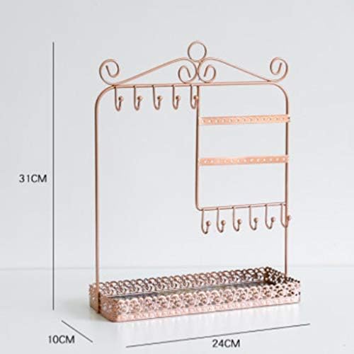 Sxnbh European Style Style -Collow Hook Stand, bandeja vertical, suporte de jóias, tampa de brinco de metal, ouro rosa