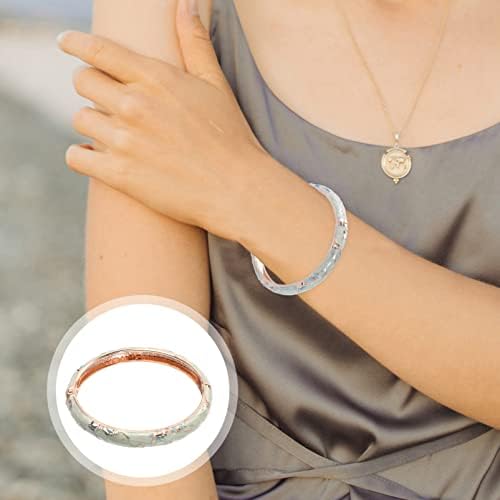 Pulseira genérica pulseira de pulseira esmaltada pulseira de pulseira étnica estilo étnico abertura com dobradiça punhal pulseira jóias de mão para mulheres presentes de garotas azul