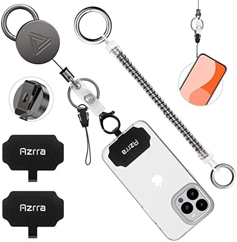 Azrra Roubo and Drop Protection Tether - clipe de telefone retrátil de segurança de 31 ”, clipe de deslocamento anti -gelo,