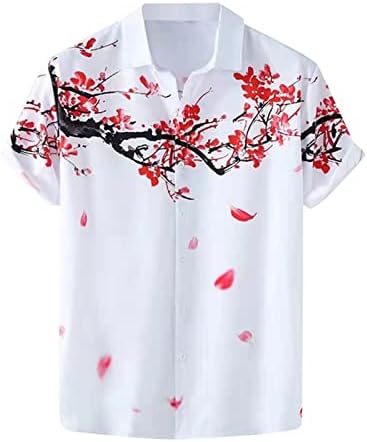 Camisa de natação masculina de verão masculino camisa casual camisa de impressão de flor de flor de moda de moda de moda