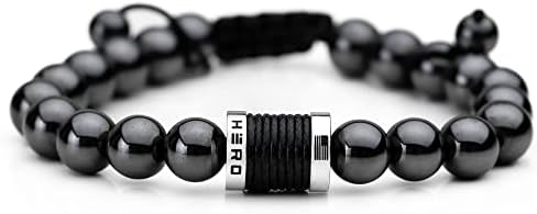 HERO Company Magnetic Hematite Titanium Beads Bracelet - pulseira de terapia magnética para homens e mulheres
