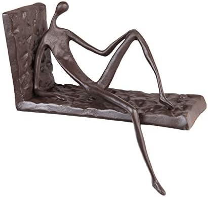 Danya B. Decoração de prateleira de arte de metal contemporânea - serviço pesado, não esquiador e decorativo em ferro fundido solteiro - homem na borda