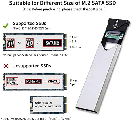 SSK Alumínio USB 3.2 Gen 1 a M.2 SATA NGFF SSD Adaptador de gabinetes, externo SATA M.2 Solid State Drive Reader Reader