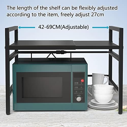 Pengfei Microwave Forn Rack, prateleira de armazenamento de bancada de metal ajustável para cozinha em casa, suporte