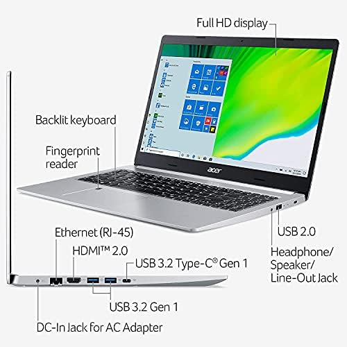 Acer Aspire 5 Laptop Slim, Display Full IPS Full HD, 15,6 , AMD Ryzen 3 3350U, retroiluminado KB, impressão digital, WiFi