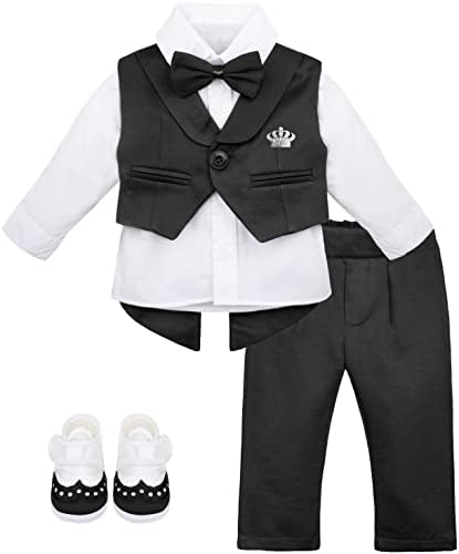 Lilax Baby menino Cavalheiro Vesar Tuxedo Roupa Infantil 4 Peças Conjunto