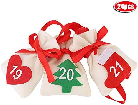 Calendário do Advento de Natal 2022, Salto do advento do advento Sacos de doces DIY DIY Countdown Decorações de Natal para