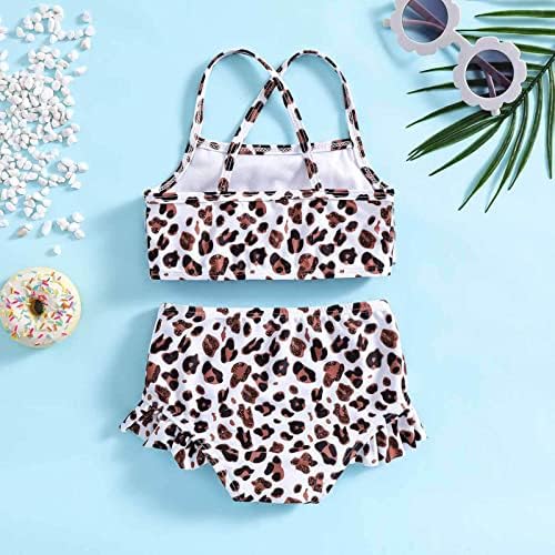 Ministro para meninas Summer Summer Leopard Postei babados de duas peças de roupas de banho de banho de banho de banho de biquíni tankini de biquíni tankini