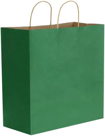 Vanhel 50pcs 13.85x13.85x6,3 polegadas Kraft Sacos de papel com alças, sacos de presente grandes e recicláveis ​​sacos de papel,
