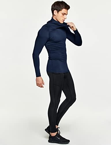 Camisas de compressão térmica de Athlio Men com capuz, camada de base de esportes de inverno de manga comprida, camisa de corrida