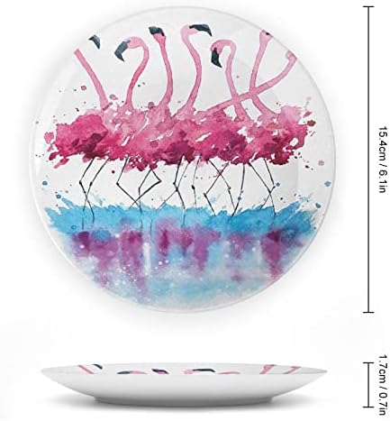 Ligutars Placa de exibição de cerâmica, prato decorativo de cerâmica pendurada em animais, flamingos adoram pássaros romance de