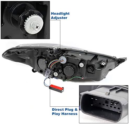ZMAUTOPTS LED Signal Signal Signal Projector Faróis pretos com 6,25 DRL azul compatível com 2013- Ford Fusion
