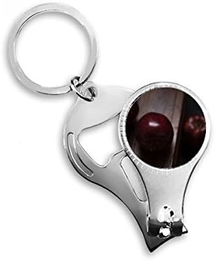 Fruta de cerejeira fresca Imagem de unhas de unhas Anel de chaves de chave de corrente de garrafa de garrafa Clipper