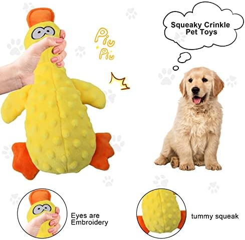 Manpaws 3 Brinquedos de cachorro de pacote Pack, brinquedos de cachorro de pato de pato para mastigar agressivos, brinquedos interativos duráveis ​​para filhotes de cachorro/entretenimento/entretenimento/redução de tédio