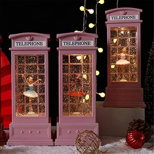 Yehei Pink Snow Globe, Ballet Girl na cabine de telefone com 12 música, glitter globes para mulheres meninas, globos