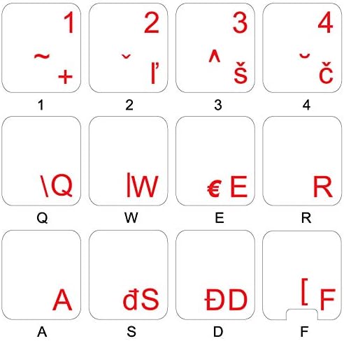 Adesivo de teclado eslovaco com um fundo transparente de letras vermelhas para desktop, laptop e notebook