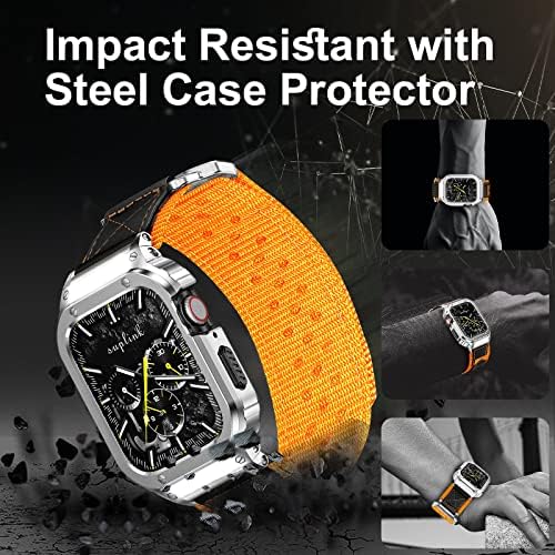 Caixa de metal suplink com banda de nylon compatível com bandas de relógio Apple 40/41/44/45/49mm, tampa de protetor