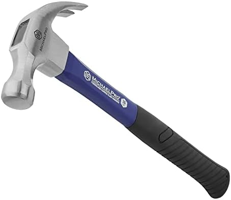 MichaelPro MP004005 16oz Hammer Carra Curved | Alça de fibra de vidro ergonômica e cabeça de aço de alto carbono