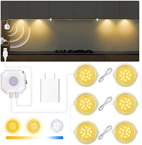 Keshu sob luzes do gabinete, sensor de movimento, luz interna sob as luzes do balcão para cozinha USB LED sob luzes de armário