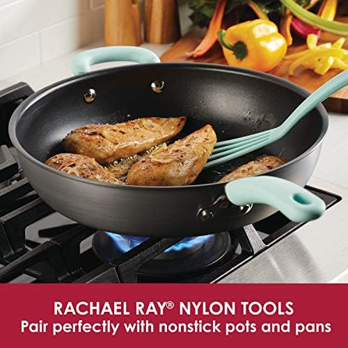 Rachael Ray Kitchen Tools and Gadgets Nylon Cooking Utensils / Spatula / Fish Turners - 2 peças, azul, 10 e 12 Conjunto de espátula
