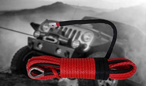 Cor vermelha corda de corda de guincho sintética de 3/8 *94 pés para carros off-road ATV UTV SUV Truck Trailers