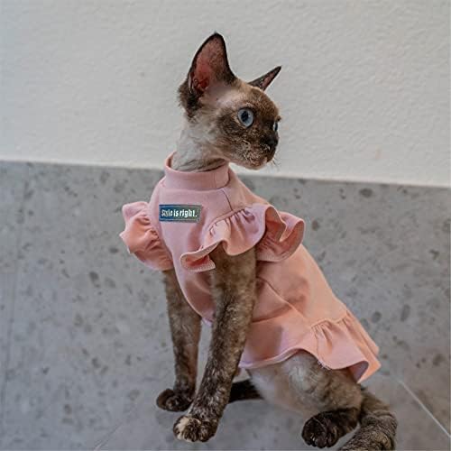 Roupas de gato sem cabelo, saia macia de algodão de verão para esfínx, Cornish Rex, Devon Rex, Peterbald e vários tamanhos de