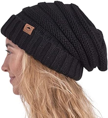 Hapsa de inverno de gorro desleixado para mulheres - Slouch Gordes tamanho tricotado Chapéus - Clima frio Capinho de malha quente