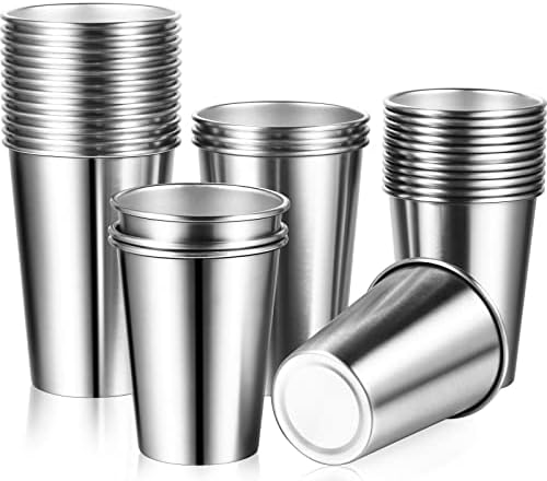 Potchen 30 pacote de aço inoxidável xícaras de metal copos de metal copos inquebráveis ​​de bebida com copos de bebida empilhável Tumbler para crianças Adultos Campo de viagem em casa Uso diário