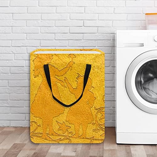 Projeto amarelo de desenho animado Projeto de estampa de lavanderia dobrável, cestas de lavanderia à prova d'água 60l de