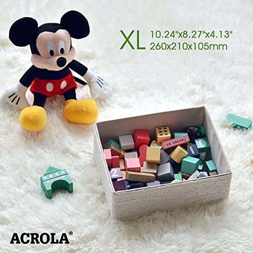 Cestas decorativas de armazenamento da Acrola 5-Pack, empilhável e tecido de papel com revestimento de tecido ST05001