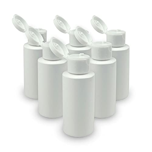 GRAND PARFUMS vazios de garrafas de dispensação de plástico, cilindro de 50 ml para gel de mão, shampoo, loção 1,7 oz, viagens à mão. HDPE branco, Snap On Cap