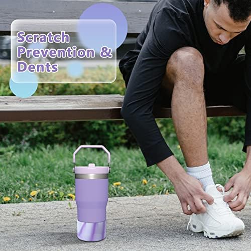 Wuqid 2 embalagem BOTA DE SILICONE MISTA PARA STANLEY AVENTURA DE PERTURS 40OZ & STANLEY ICELOF 20oz 30oz, reduz os dentes protetores de arremesso de água de silicone com capa de capa inferior compatível com Stanley Tumbler