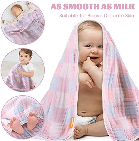 Cobertores de bambu de algodão de musselina de bebê que recebem cobertores de swaddle, mantas de bebê grandes para meninos