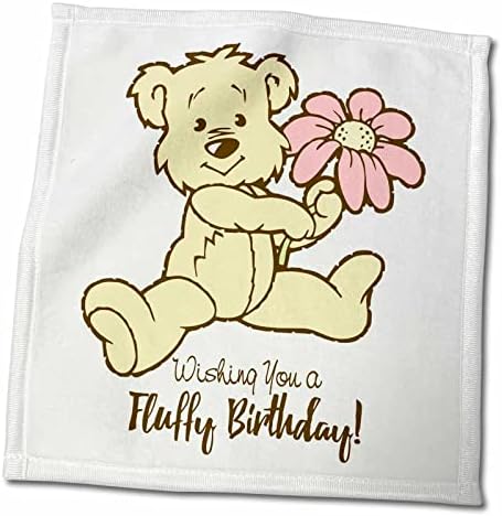 3drosrose aniversário fofo urso de pelúcia segurando ilustração de flores rosa - toalhas