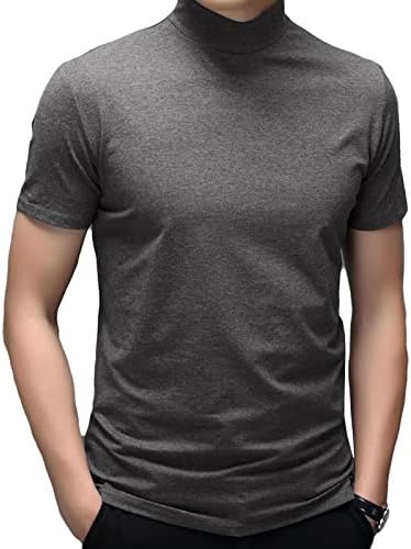 Manga curta/longa casual masculina Turtleneck Slim Slim Fit Pullover T-shirt Subshirts Tops térmicos