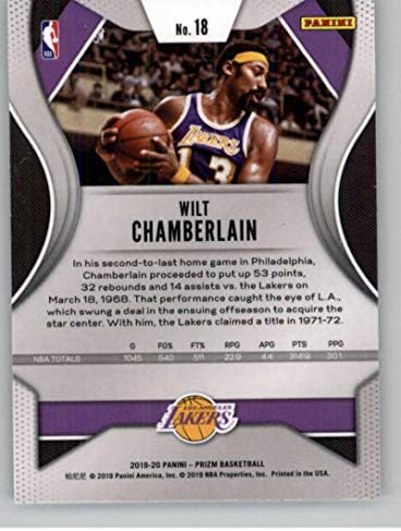 2019-20 Panini Prizm #18 Wilt Chamberlain Los Angeles Lakers NBA Basketball Trading Card
